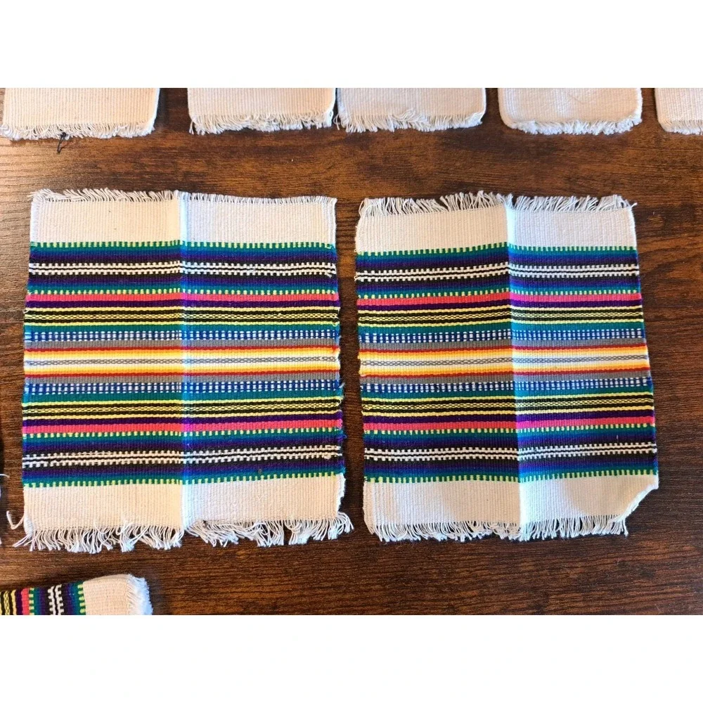 Vintage 12 Colorful cocktail napkins Striped Linens‎ Margaritas Party  Lg Set